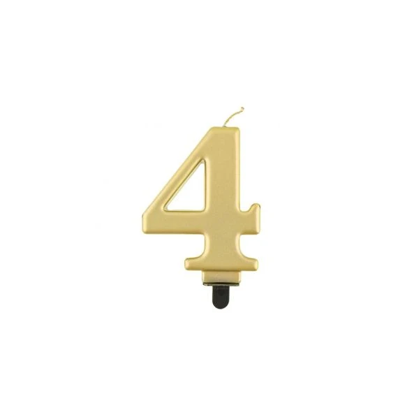 Fødselsdagslys tal 4 metallisk guld 8.0 cm PF-SCZ4 by Godan color Sort