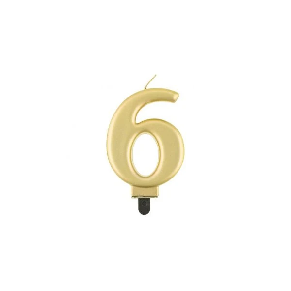 Fødselsdagslys tal 6 metallisk guld 8.0 cm PF-SCZ6 by Godan color Sort