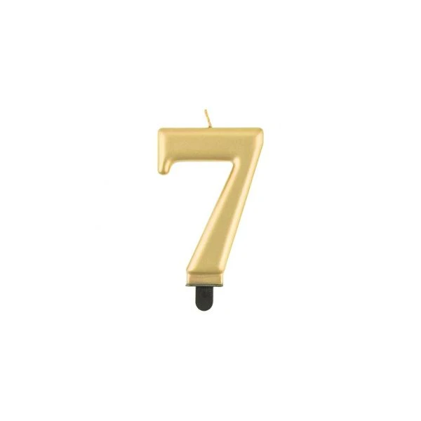 Fødselsdagslys tal 7 metallisk guld 8.0 cm PF-SCZ7 by Godan color Sort