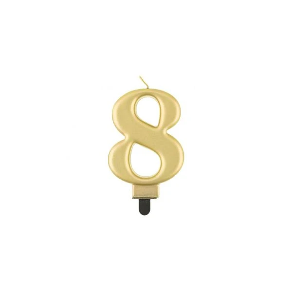 Fødselsdagslys tal 8 metallisk guld 8.0 cm PF-SCZ8 by Godan color Sort