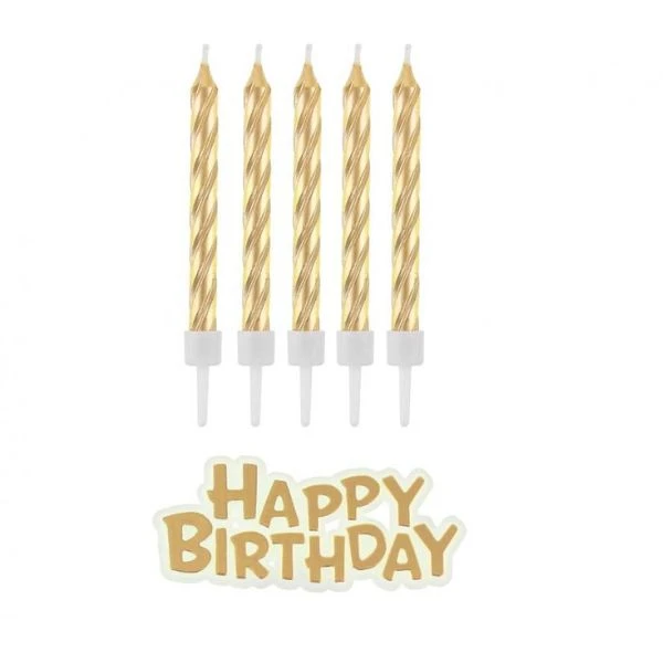 Fødselsdagslys B&C Happy Birthday guld 16 stk. SF-HBZL by Godan color Sort