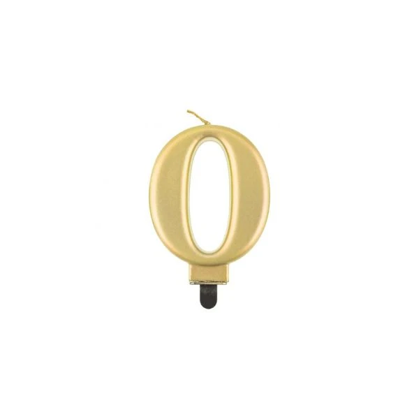 Fødselsdagslys tal 0 metallisk guld 8.0 cm PF-SCZ0 by Godan color Sort