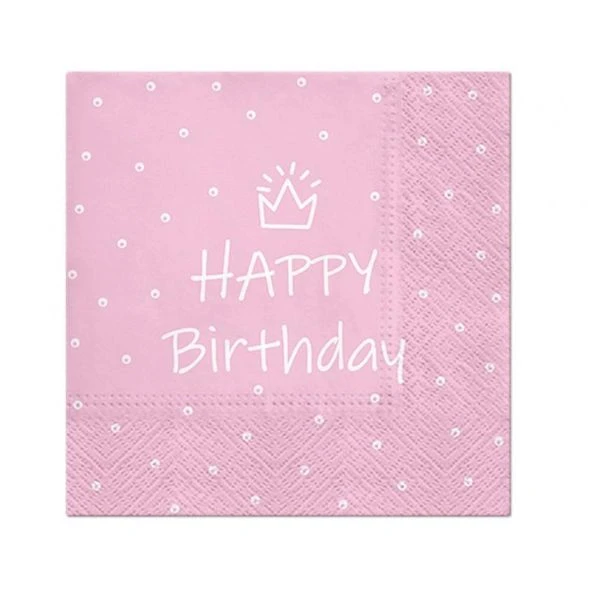 Servietter PAW Special Day Design lys pink 33 x 33 cm 20 stk. SDL300304 by Godan color Sort