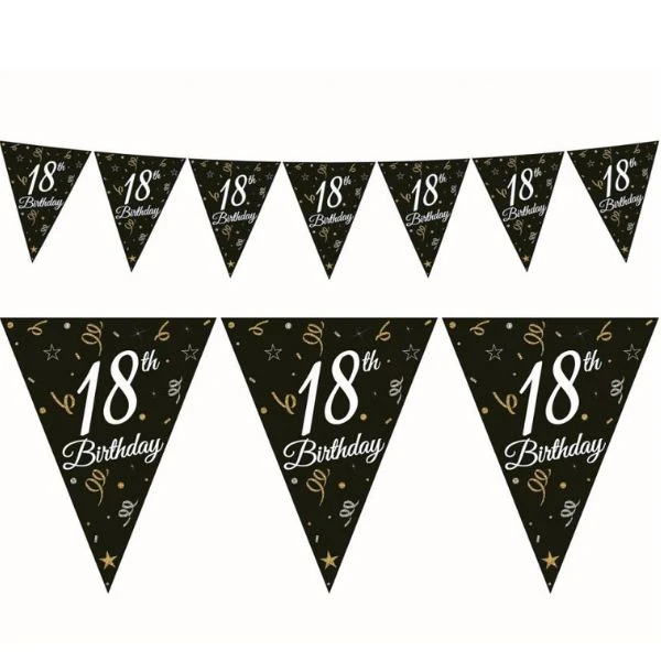 18 års papirguirlande med flag  28 x 270 cm GP-GF18 by Godan color Sort