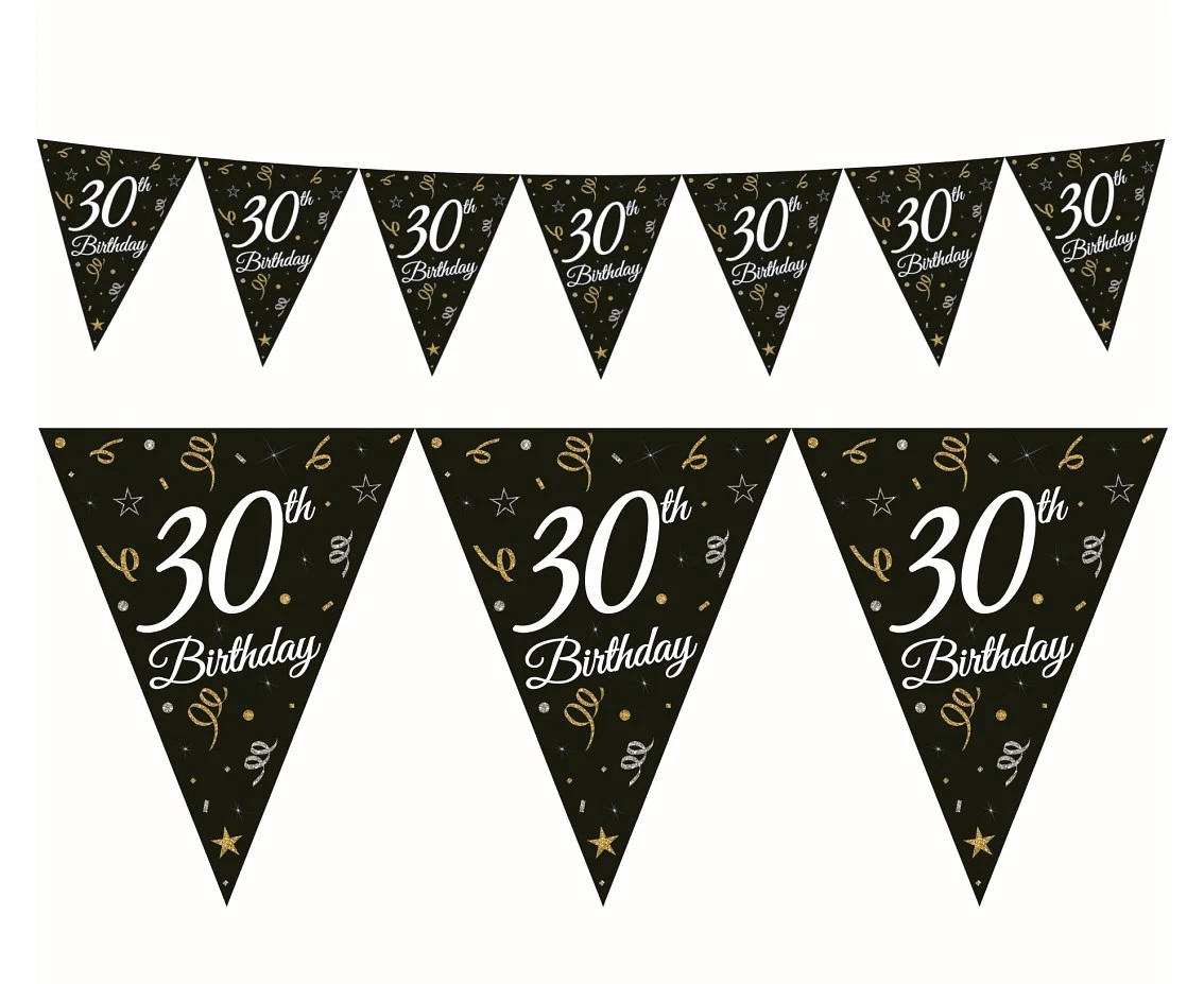 Beauty&Charm papirguirlande med flag "30" 28 x 270 cm GP-GF30 by Godan color Sort