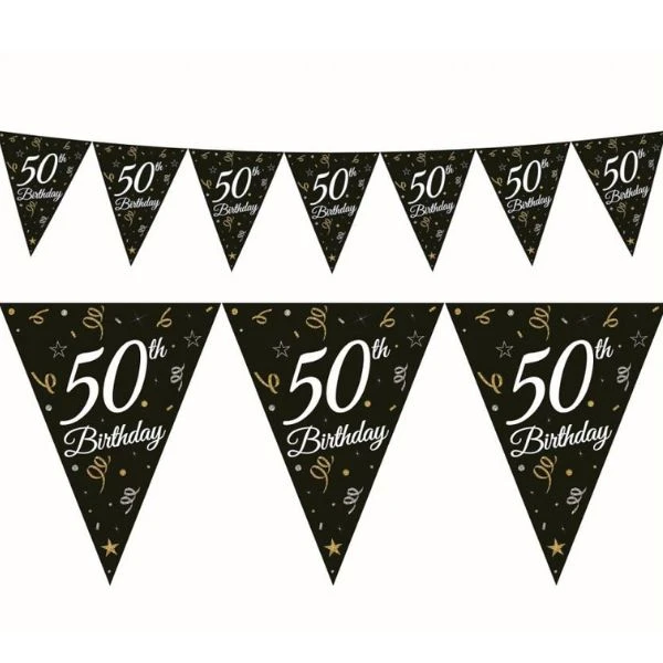 Beauty&Charm papirguirlande med flag "50" 28 x 270 cm GP-GF50 by Godan color Sort