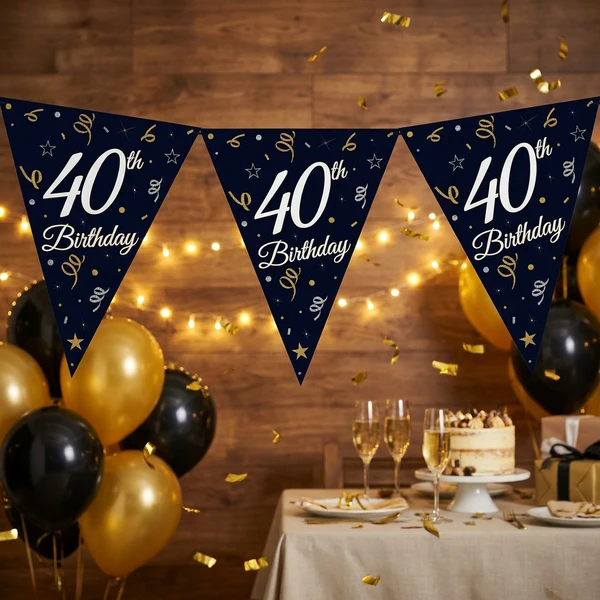 Beauty&Charm papirguirlande med flag "40" 28 x 270 cm GP-GF40 by Godan color Sort