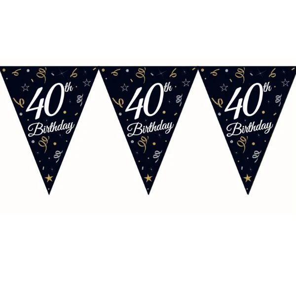 Beauty&Charm papirguirlande med flag "40" 28 x 270 cm GP-GF40 by Godan color Sort
