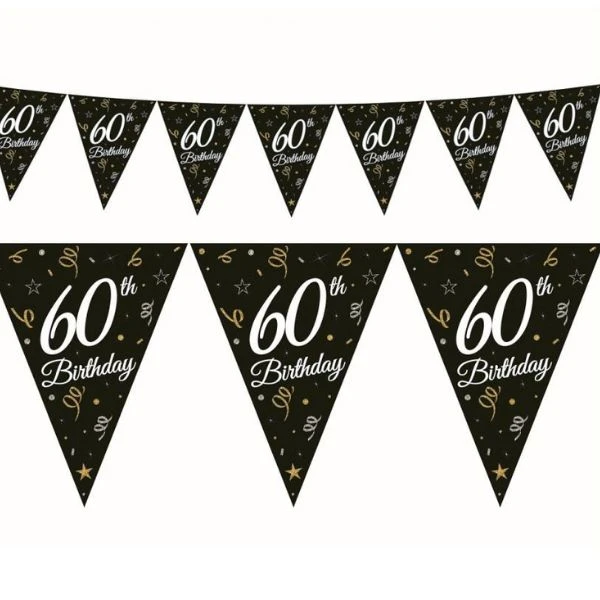 Beauty&Charm papirguirlande med flag "60" 28 x 270 cm GP-GF60 by Godan color Sort