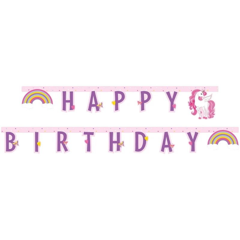 Happy Birthday enhjørning banner 93763 by Godan color Sort