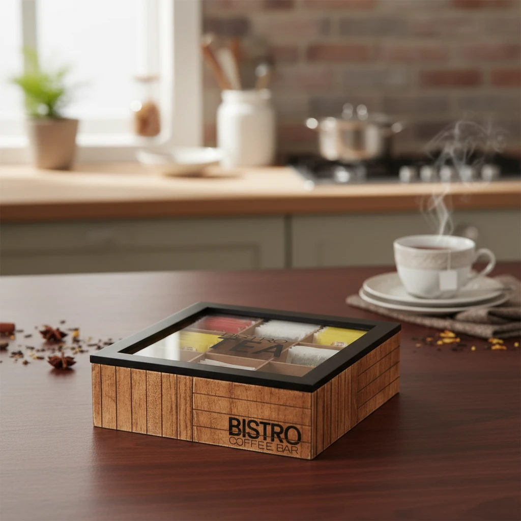 Tea box bistro 24x24x7,5 cm HZ1940020 by Koop color Brun