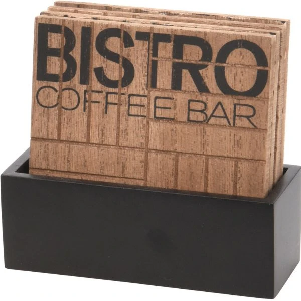 Coaster sæt "Bistro" 11,5x4,5x10cm HZ1940090 by Koop color Brun