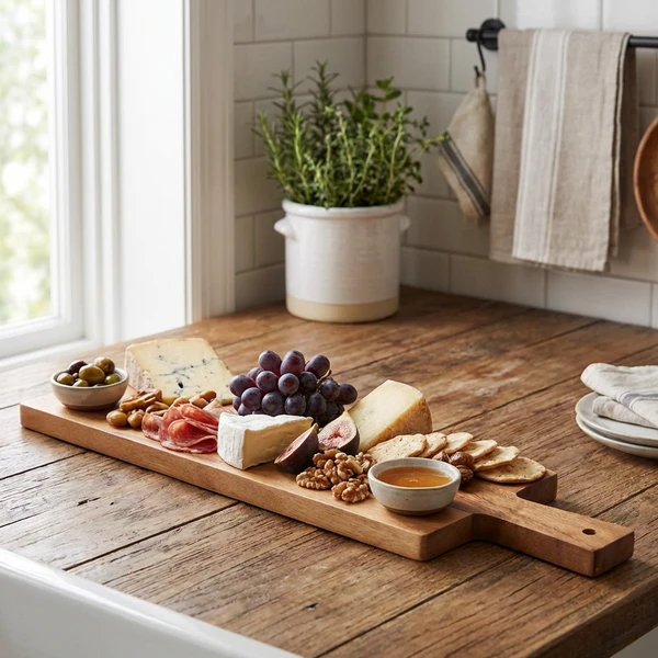 Genware Akacietræ Serveringsbræt 50 x 15 x 2 cm WPB5015 by Genware color Sort