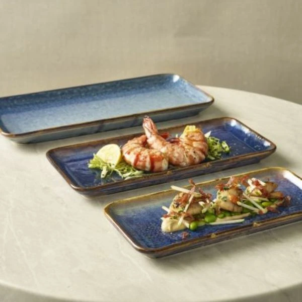 Terra Smal Rektangulær Fad Aqua Blå 27 x 12,5 cm Genware NR-PBL27 by Genware color Sort