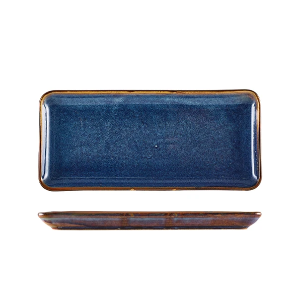 Terra Aqua Blå Smal Rektangulær Fad 31 x 14 cm Genware NR-PBL30 by Genware color Sort