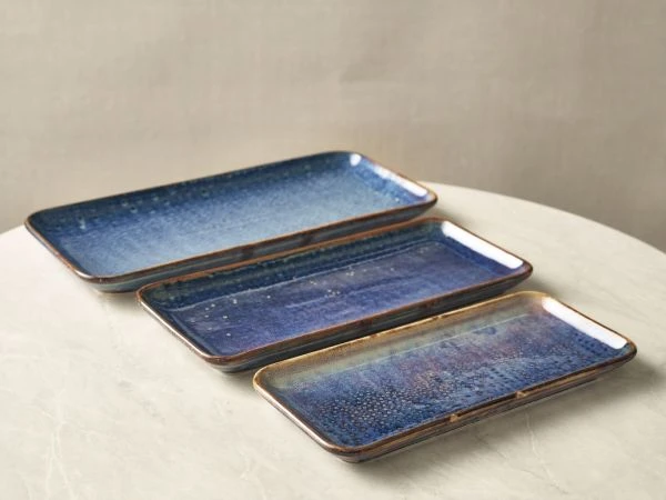 Terra Smal Rektangulær Fad Aqua Blå 36 x 16,5 cm Genware NR-PBL36 by Genware color Sort