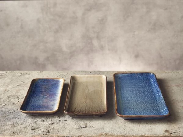 Terra Smal Rektangulær Fad Aqua Blå 36 x 16,5 cm Genware NR-PBL36 by Genware color Sort