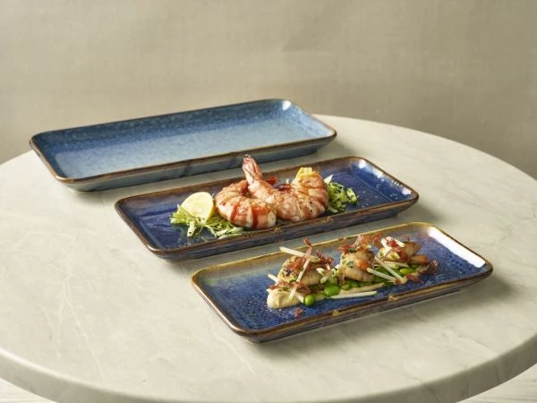 Terra Smal Rektangulær Fad Aqua Blå 36 x 16,5 cm Genware NR-PBL36 by Genware color Sort