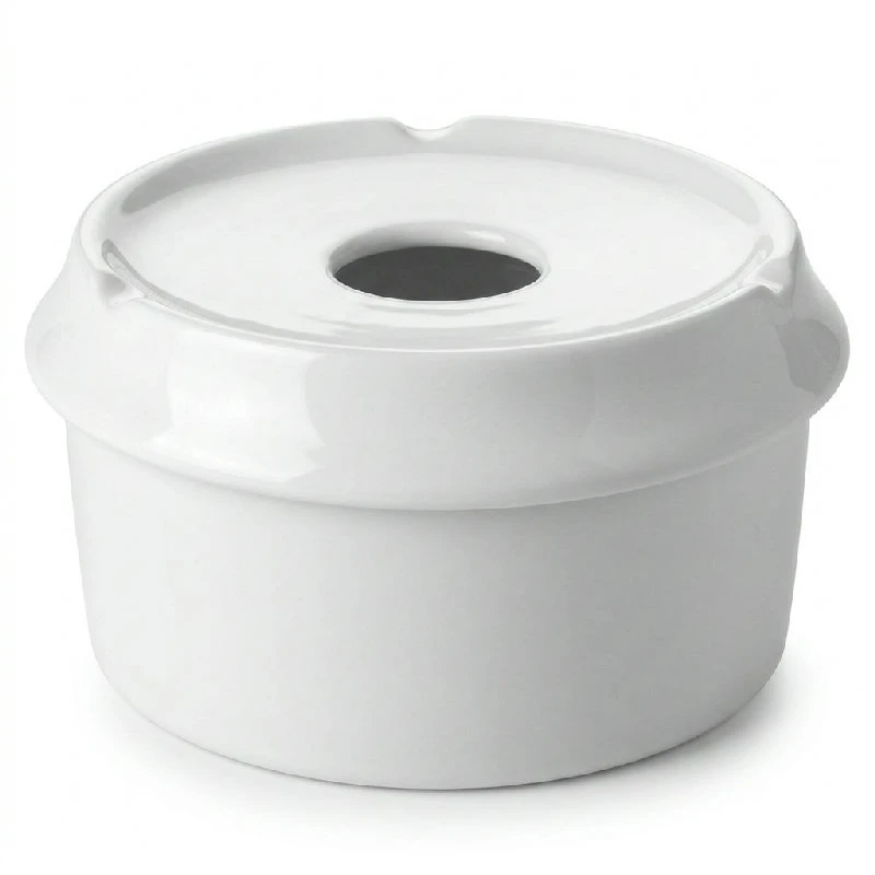 Askebæger med låg i hvidt porcelæn Ø10,5 cm 5010324  color Sort