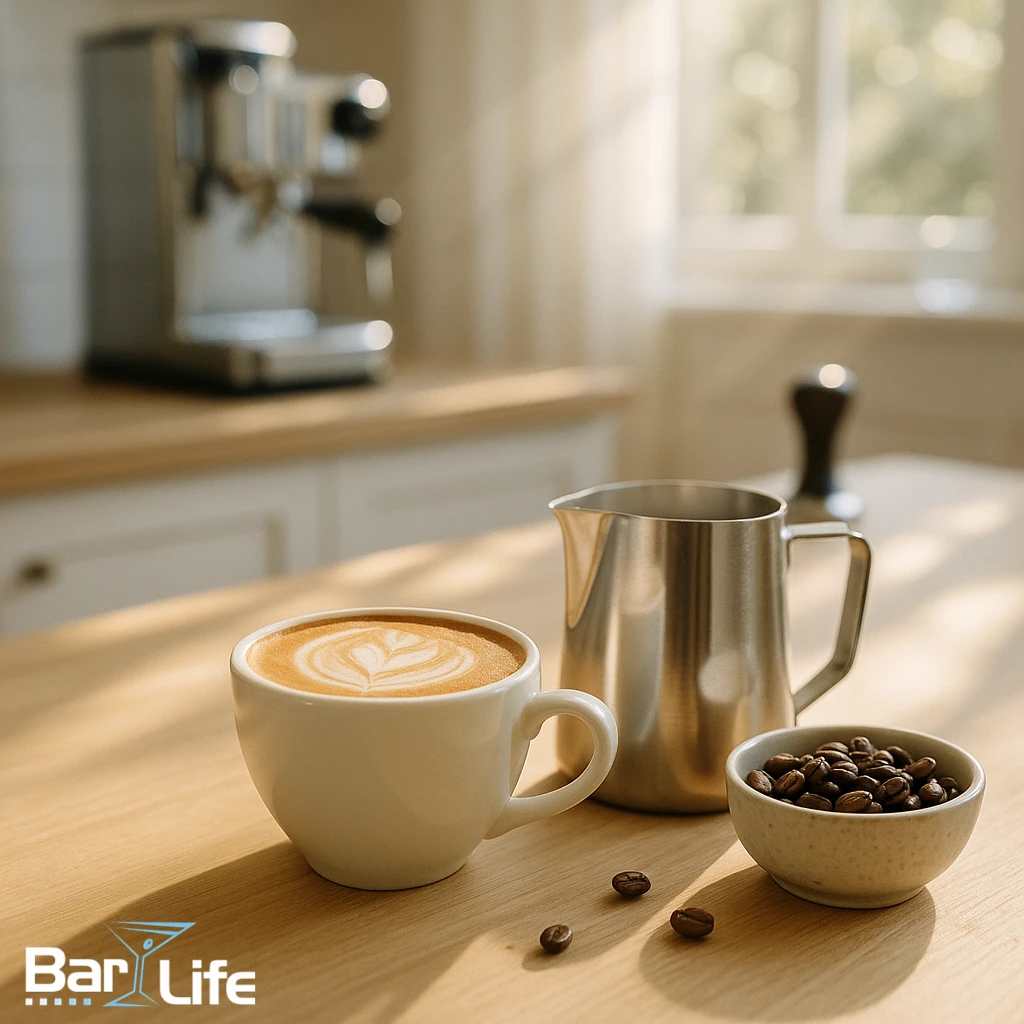 espresso opskrift, cappuccino opskrift, latte opskrift, kaffeudstyr, espressomaskine, kaffekværn, mælkeskummer, tamper, latte art, arabica bønner, robusta kaffe, kaffeopskrifter, barista udstyr