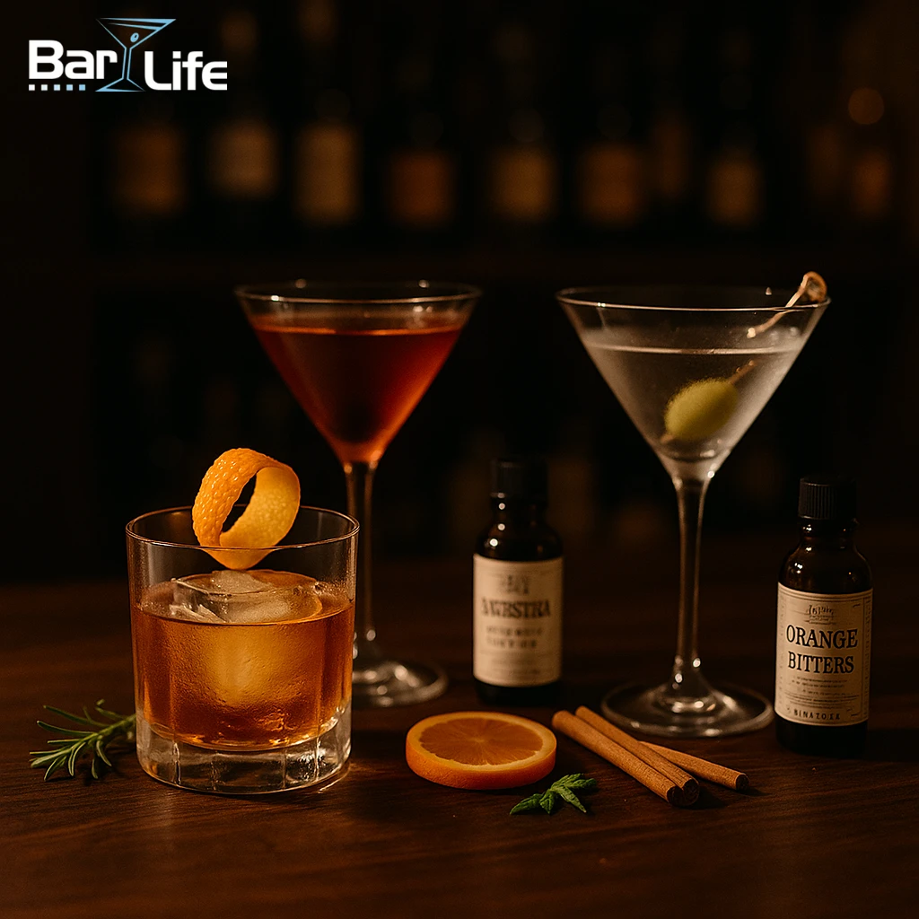 cocktail bitters, angostura bitters, orange bitters, peychaud’s bitters, chokoladebitters, opskrifter med bitters, klassiske cocktails bitters, cocktailudstyr bitters, barudstyr bitters, hvordan bruger man bitters, bitters køb