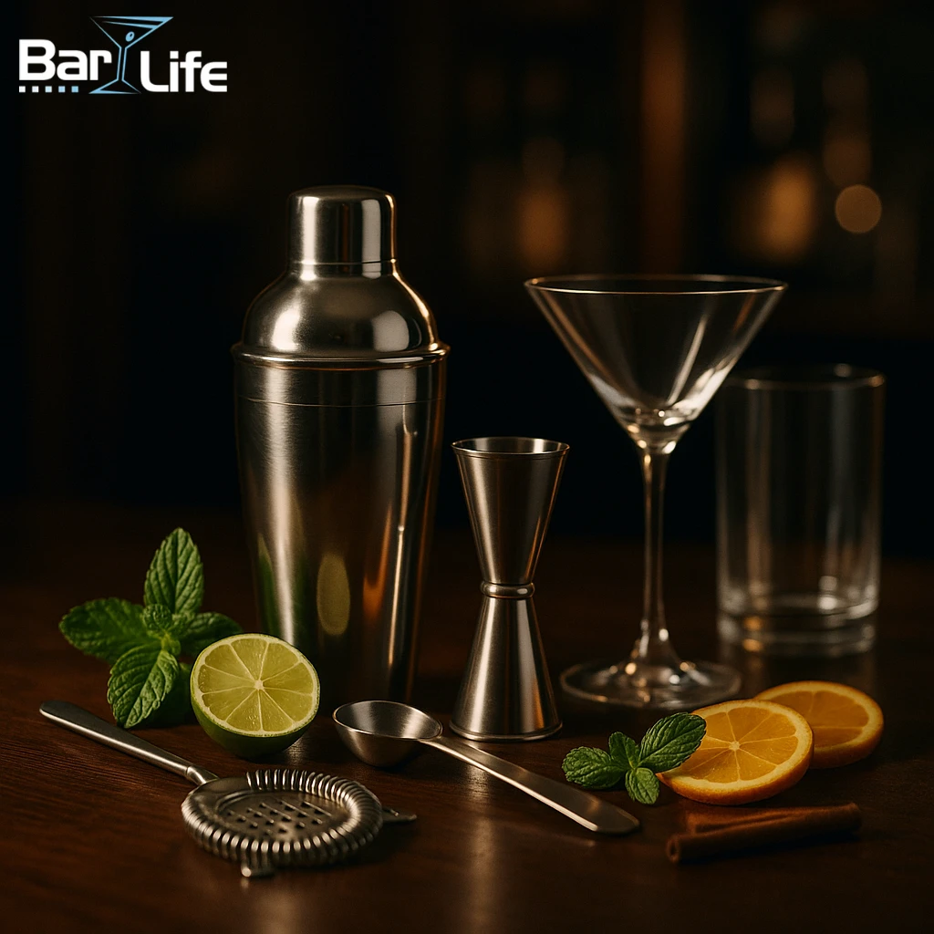 barudstyr, cocktail shaker, jigger, barske, muddler, cocktailglas, barværktøj, cocktailkit, startpakke bar, barudstyr gave, indretning hjemmebar, bartenderudstyr, cocktailtilbehør